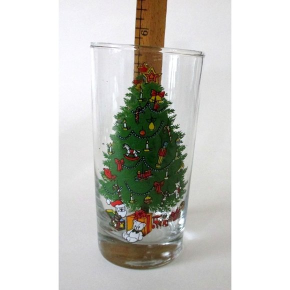 4 Vintage Anchor Hocking Holiday Magic Glasses Tumblers 12 Ounces Christmas Glas - Picture 3 of 3